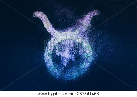 Taurus Zodiac Sign. Night Sky Background Symbol