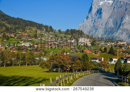 Landscape With Mountain Village In Autumn