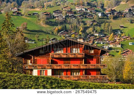 Landscape With Mountain Village In Autumn