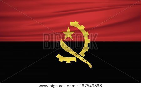 Angola Flag Vector. Vector Angola Flag Blowig In The Wind. Eps 10.