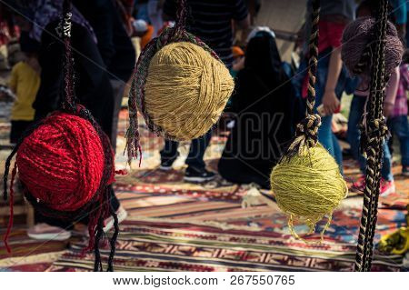 Set Or Rolls Of Colotful String In The View