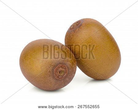 Two Whole Kiwi Fruit Isolated On White Background