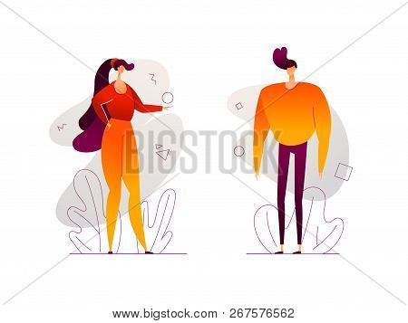 Cute Couple - Modern Flat Design Style Illustration