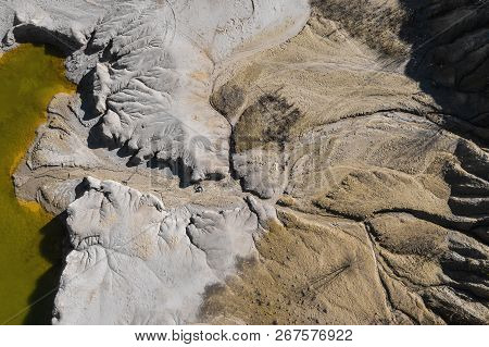 Surrealistic Aerial Image Of Abandoned Opencast Mine