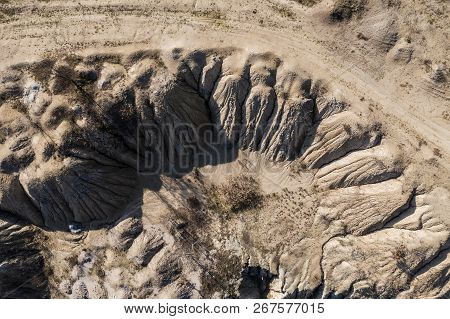Surrealistic Aerial Image Of Abandoned Opencast Mine