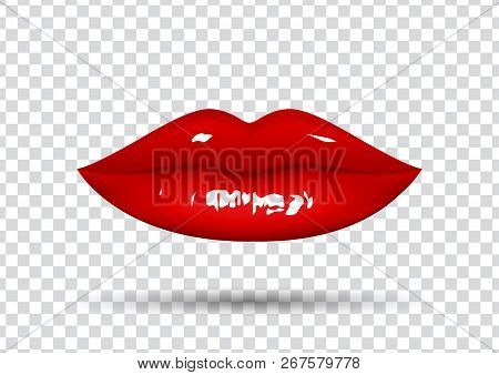 Sweet Smile Of Red And Sensual Lips, Vector Isolated Illustration