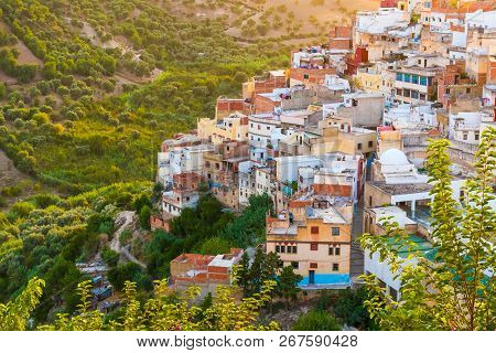 Beautiful Sunset View Of The Holy City Of Moulay Idris Close Volubilis, Meknes, Morocco, Africa