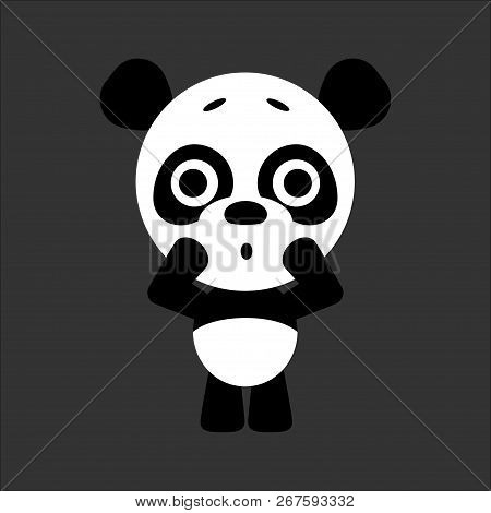 Cute Vector Panda. Panda Gets Scared. Gray Background. Flat Design. Vector.