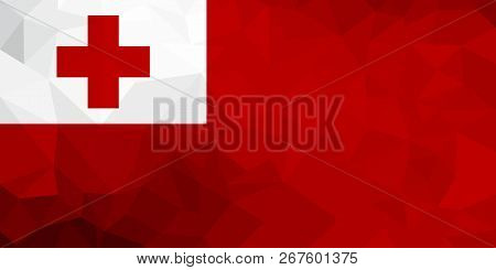 Tonga Polygonal Flag. Mosaic Modern Background. Geometric Design