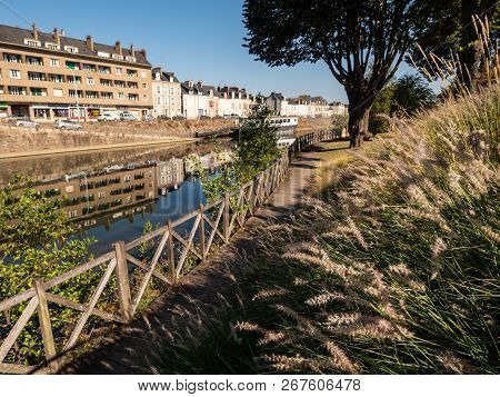 Reflections In The Sarthe River At Le Mans, France.