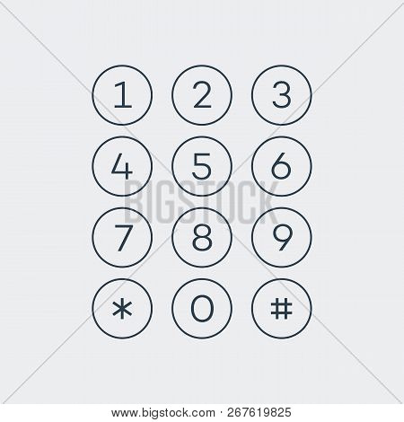 Number 0 9 Set In Circles Isolated On White Background For App Development, Ui Elements. Vector 10 E