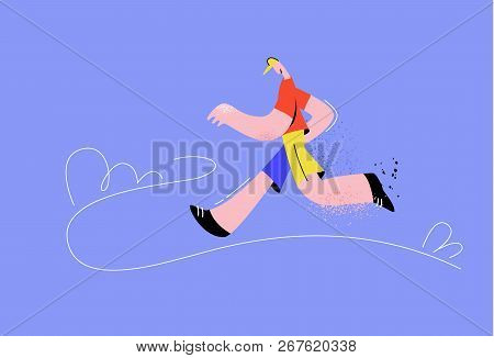 Running Man Composition.character In The Marathon, In Motion, Lifestyle Moden Flat Illustration