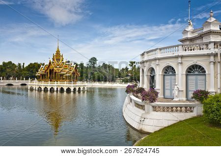 Buildings In The Outer Palace Of Bang Pa-in, A Royal Palace North Of Bangkok, Thailand. Phra Thinang