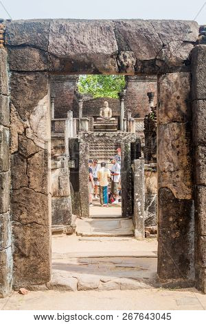 Polonnaruwa, Sri Lanka - July 22, 2016: Hatadage, Ancient Relic Shrine In The City Polonnaruwa, Sri 