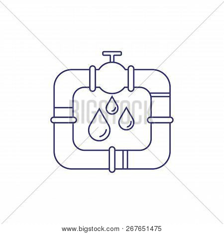 Oil Pipeline Line Icon. Petrol Pipe, Gasoline, Sewer. Factory Concept. Vector Illustration Can Be Us