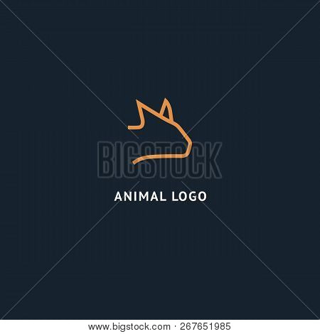 Cat Silhouette Logo. Vector Abstract Minimalistic Illustration Veterinary. Kitten Icon. Pet, Pet Sho