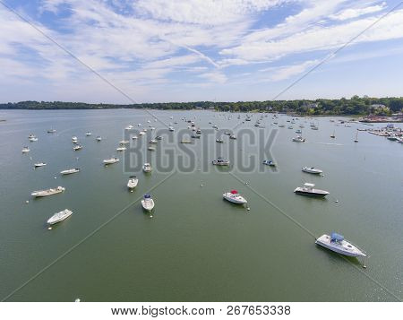 Hingham Harbor Aerial View In Hingham Near Boston, Massachusetts, Usa.