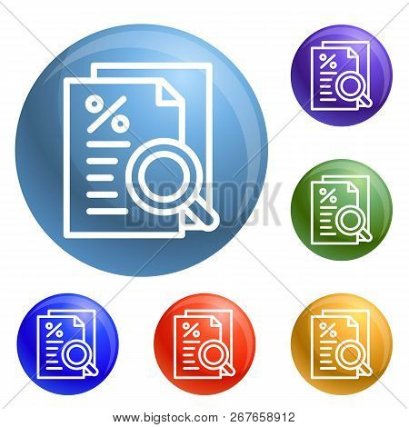 Procent Paper Icons Set Vector 6 Color Isolated On White Background