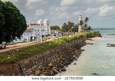 Galle, Sri Lanka - July 12, 2016: Fortification Sea Walls Of Galle Fort