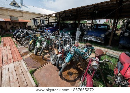 Myshkin, Russia - July 8, 2013: Museum Of Retro Cars Motorcycles And Cars
