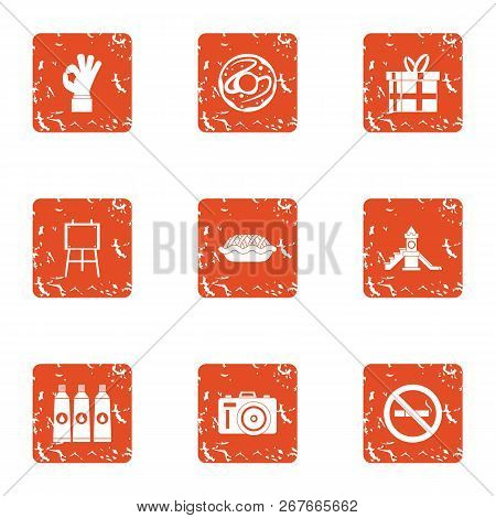 Freebie Icons Set. Grunge Set Of 9 Freebie Icons For Web Isolated On White Background