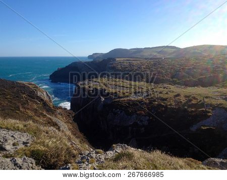 View Of Cabo De Ajo, The Ajo Cape. Cantabrian Sea, Cantabria, Northern Spain.