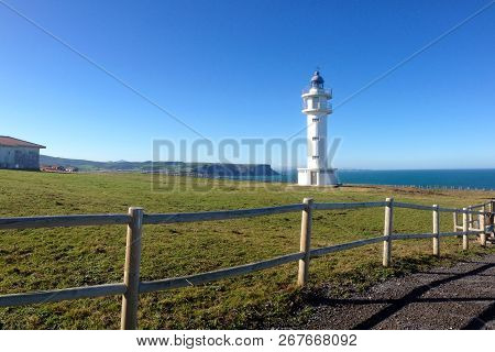 Lighthouse Faro De Cabo Ajo, Bareyo, Cantabria, Northern Spain.