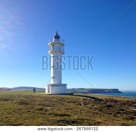 Lighthouse Faro De Cabo Ajo, Bareyo, Cantabria, Northern Spain.