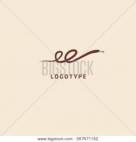 Snake Silhouette Logo. Vector Abstract Minimalistic Illustration Predator. Herpetology Icon. Terrari