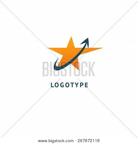 Star With Arrows Icon. Vector Flat Style Illustration Abstract Business Logo Template. Logo Concept 