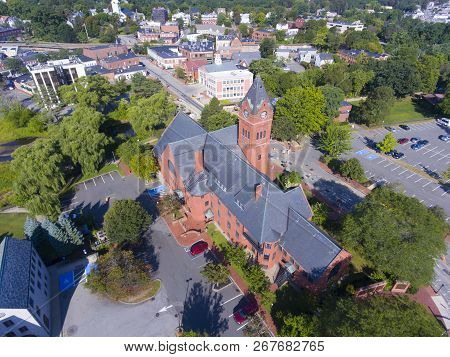Winchester Town Hall Aerial View At Winchester Center Historic District Panorama In Downtown Winches