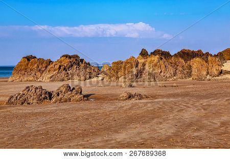 Wild Rocky Beach In Brittany On Armor Coastline.