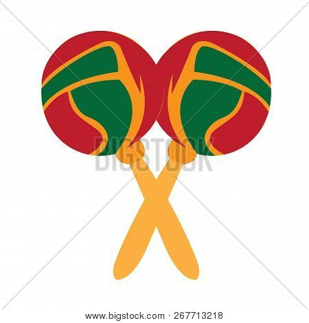Pair Of Mexican Maraca Icon. Cinco De Mayo. Vector Ullustration Design