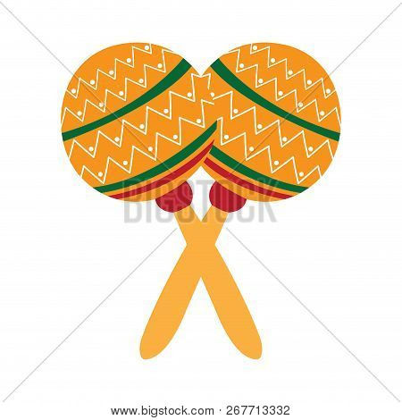 Pair Of Mexican Maraca Icon. Cinco De Mayo. Vector Ullustration Design