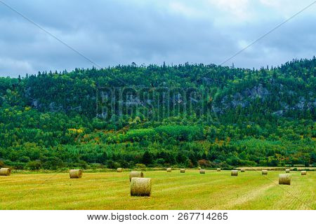 View Of Countryside And Hills In Saint Andre, Quebec, Canada