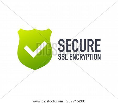 Secure Connection Icon Vector Illustration Isolated On White Background, Flat Style Secured Ssl Shie
