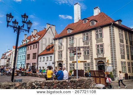 Riga, Latvia - August 19, 2016: View Of Skarnu Iela Street In The Center Of Riga, Latvia