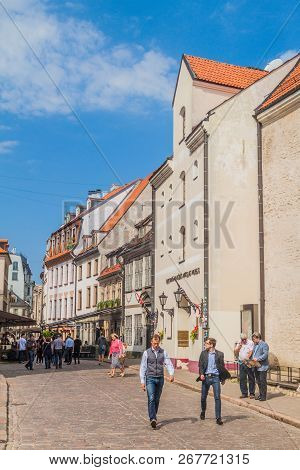 Riga, Latvia - August 19, 2016: View Of Skarnu Iela Street In The Center Of Riga, Latvia