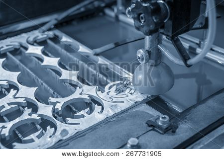 The Abrasive Water Jet Machine In Setup Process.hi-technology Metal Cutting Process.