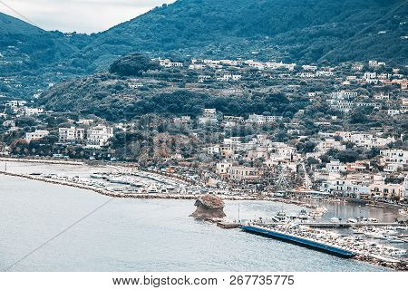 Top View Of Port With Blue Vips Carpet On Lacco Ameno