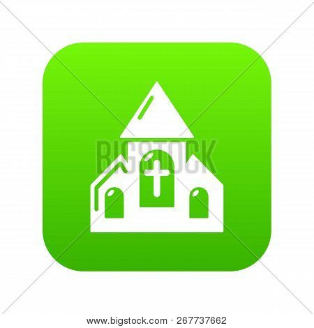 Wedding Church Icon Green Vector Isolated On White Background