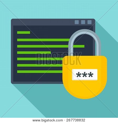 Secured Program Icon. Flat Illustration Of Secured Program Icon For Web Design