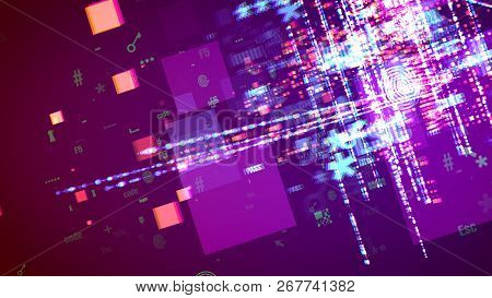 Cyber Symbols In Purple Backdrop