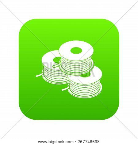 Coil For D Printer Icon Green Vector Isolated On White Background