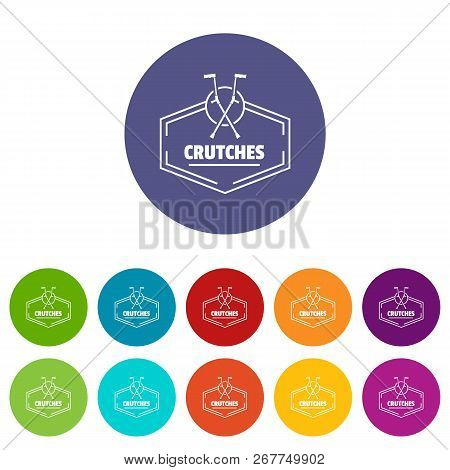 Crutches Icons Color Set Vector For Any Web Design On White Background