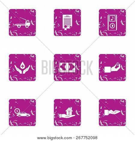 Belay Icons Set. Grunge Set Of 9 Belay Vector Icons For Web Isolated On White Background