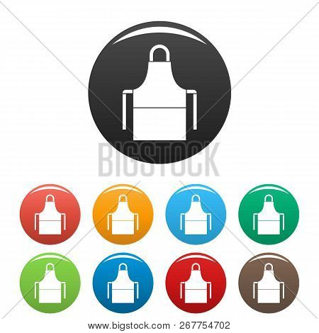 Work Apron Icons Set 9 Color Isolated On White For Any Design