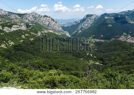 Amazing Landscape Of Balkan Mountains With Vratsata Pass,  Town Of Vratsa And Village Of Zgorigrad, 