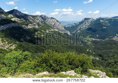 Amazing Landscape Of Balkan Mountains With Vratsata Pass,  Town Of Vratsa And Village Of Zgorigrad, 