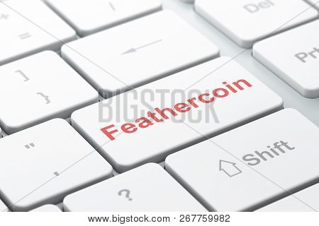 Blockchain Concept: Feathercoin On Computer Keyboard Background